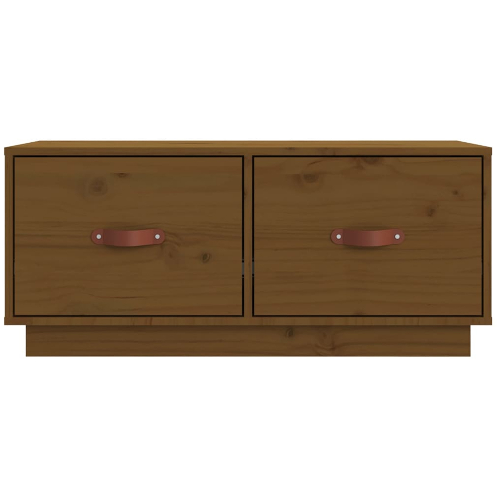 vidaXL 2 Drawer Honey Brown Solid Pine Wood TV Cabinet Image 7