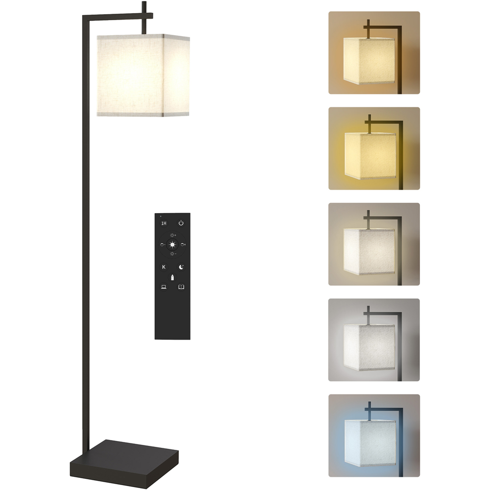 HOMCOM Linen Shade Black Modern LED Floor Lamp with 10 Brightness Levels Image 3
