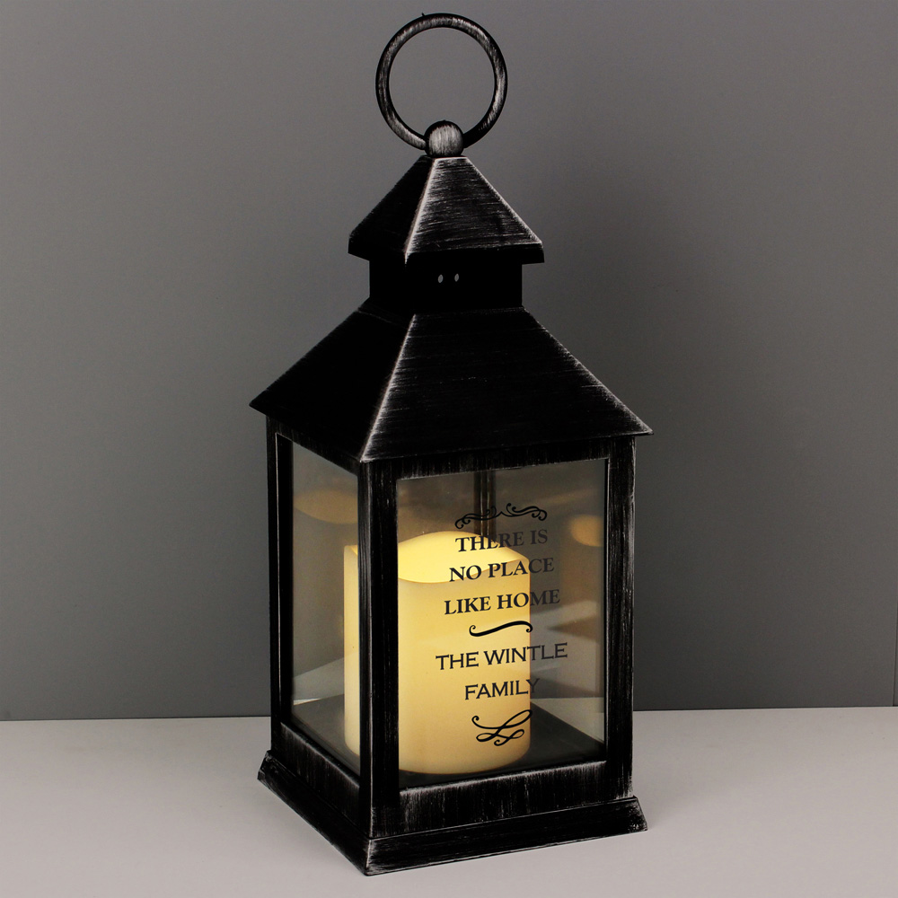Personalised Memento Personalised Black Antique Scroll Rustic Lantern Image 3