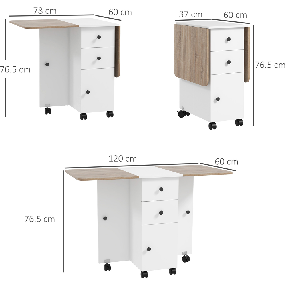 HOMCOM 6 Seater Oak and White Drop Leaf Dining Table Image 9