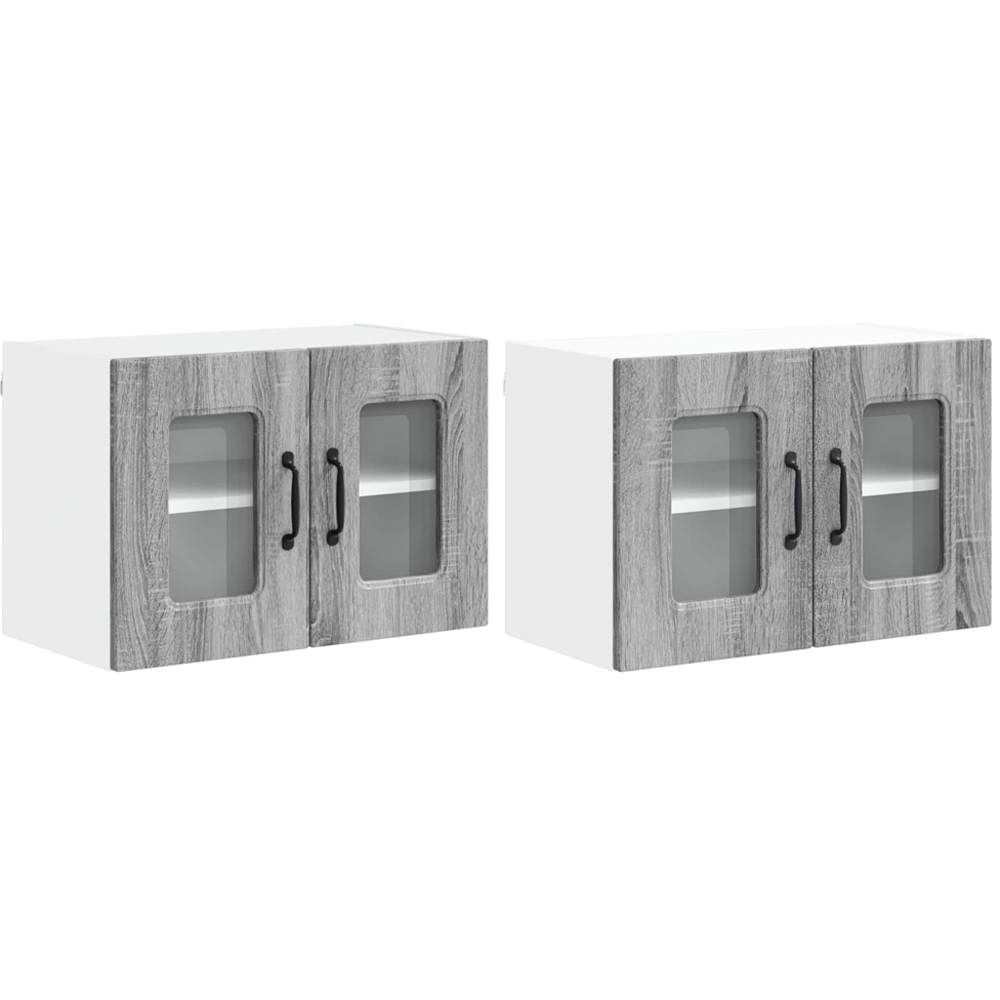 vidaXL Kalmar 2 Door Grey Sonoma Wall Kitchen Cabinet 2 Pack Image 8