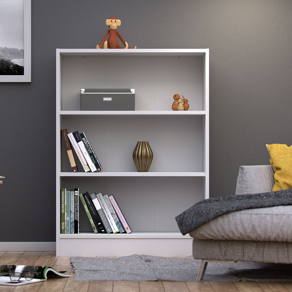 Florence Basic 2 Shelf White Wide Low Bookcase Image 5