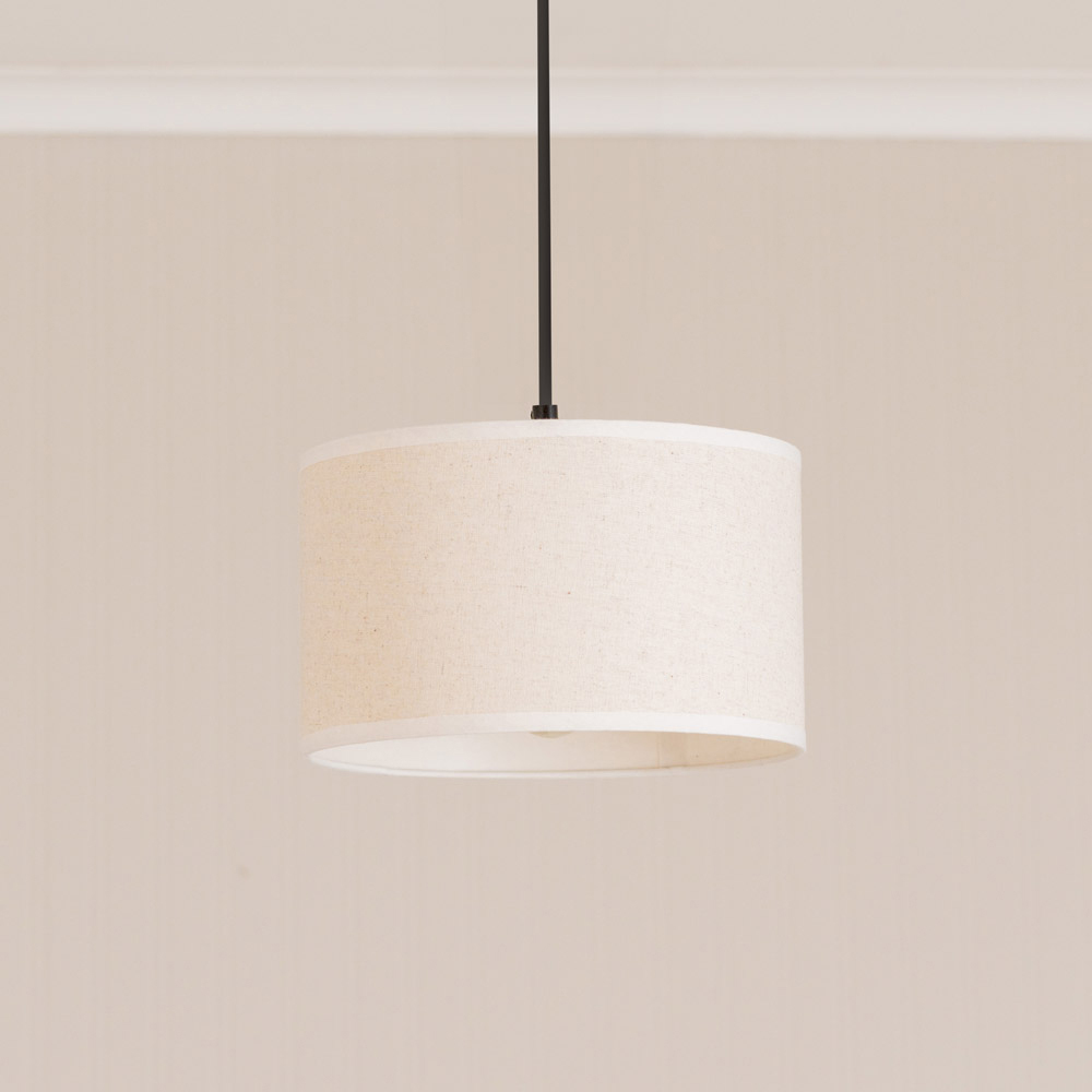 ValueLights Eva Natural Linen Small Drum Lamp Shade with White Trim Image 3