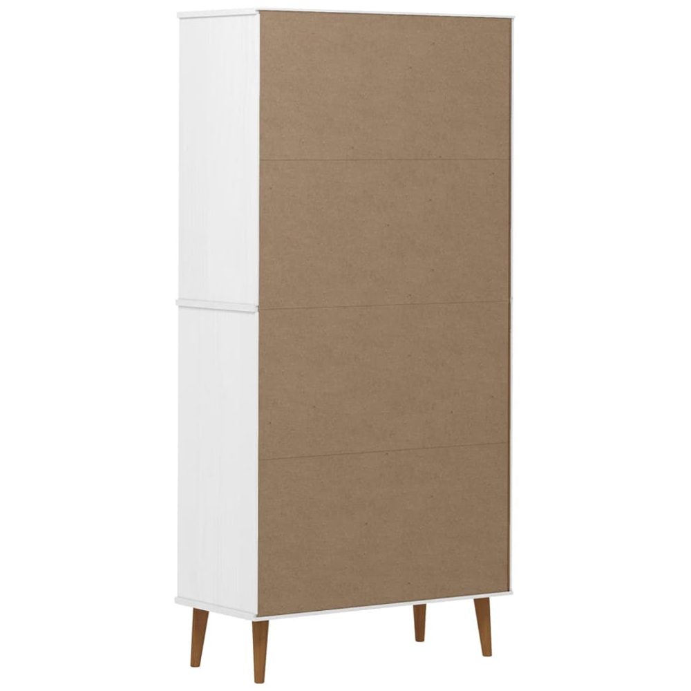 vidaXL 2 Drawer 3 Shelf White Pine Wood Bookcase Image 7