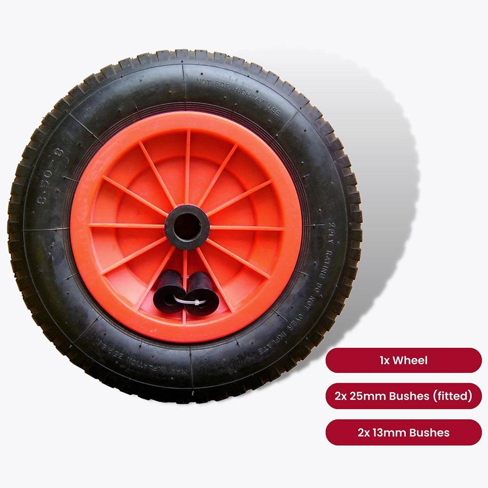 Select Pneumatic Wheelbarrow Wheel on Red Plastic Hub 14 x 3.5 inch Image 5