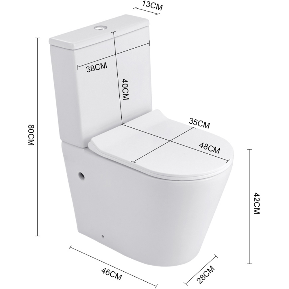 H&O Direct 2 Piece Elongated Compact Dual Flush Toilet Image 5