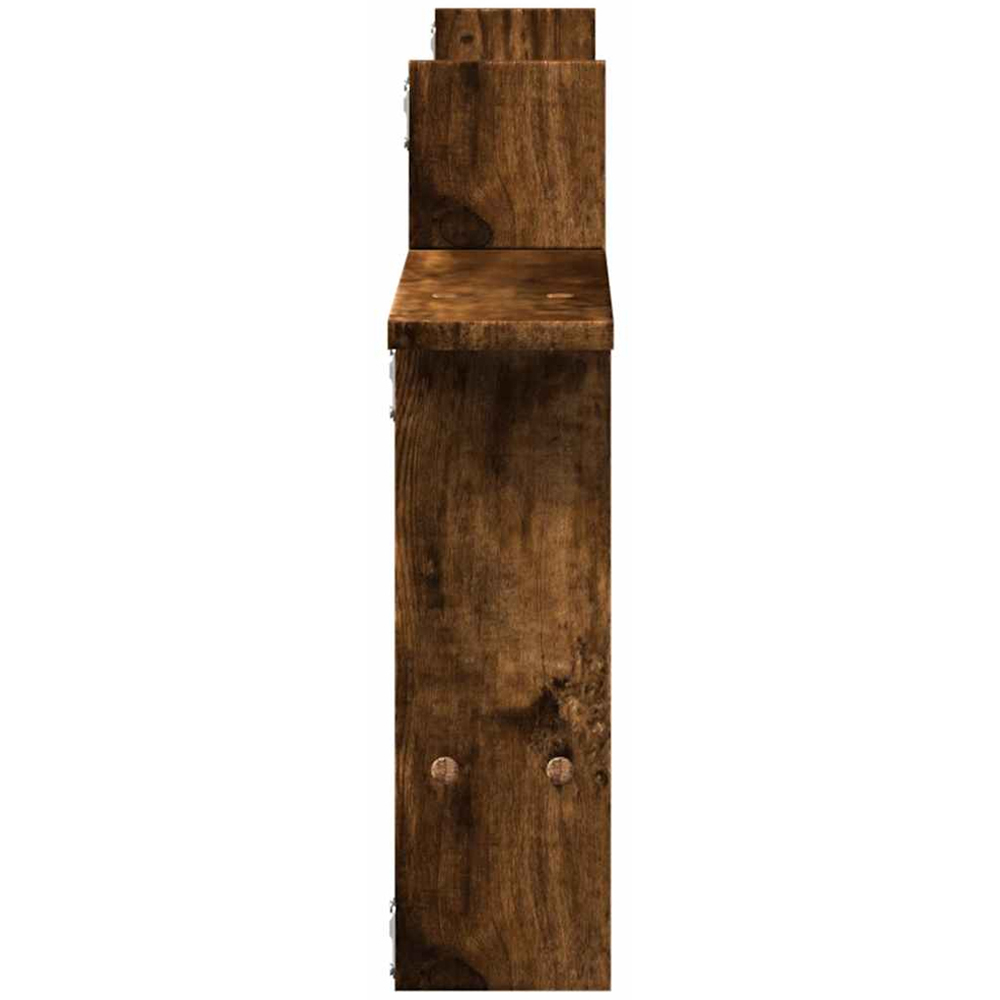 vidaXL 3 Shelf Smoked Oak Wall Shelf Set of 2 Image 5