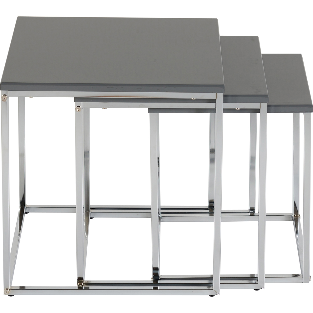 Seconique Charisma Grey Gloss and Chrome Nesting Tables Set of 3 Image 4