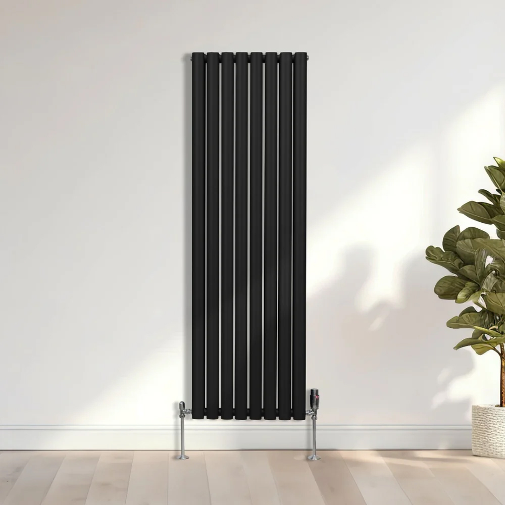 Monster Shop 5593BTU Black Oval Column Radiator and Valves 1600 x 480mm Image 2