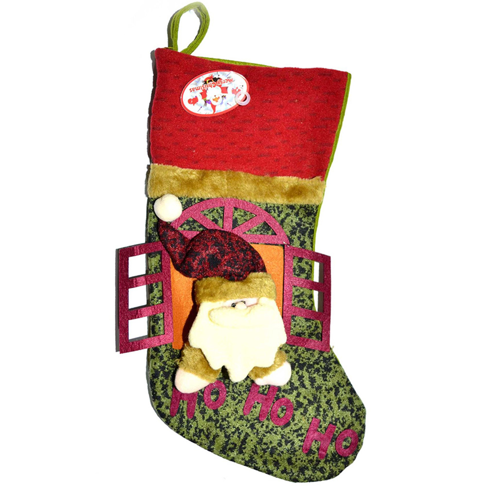 Shatchi Multicolour Traditional Hand Crafted 3D Santa Stocking Image 1