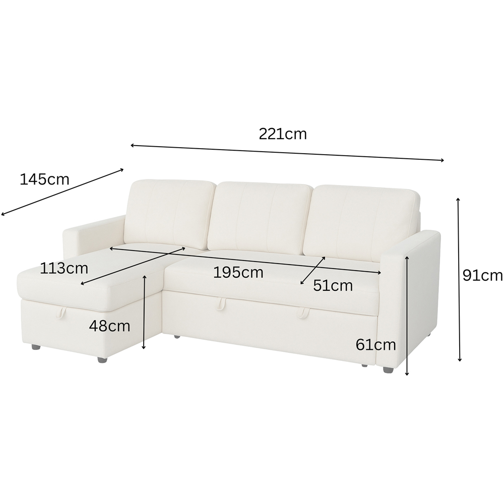 Aspire Nexis 3 Seater Natural Left Hand Chaise Corner Sofa Bed Image 8