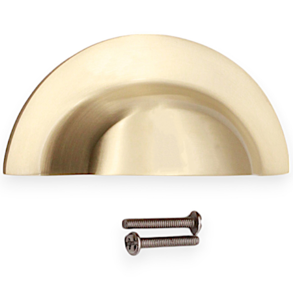 Spira Brass Satin Brass Large Slim Cup Pull Drawer Handle Image 3