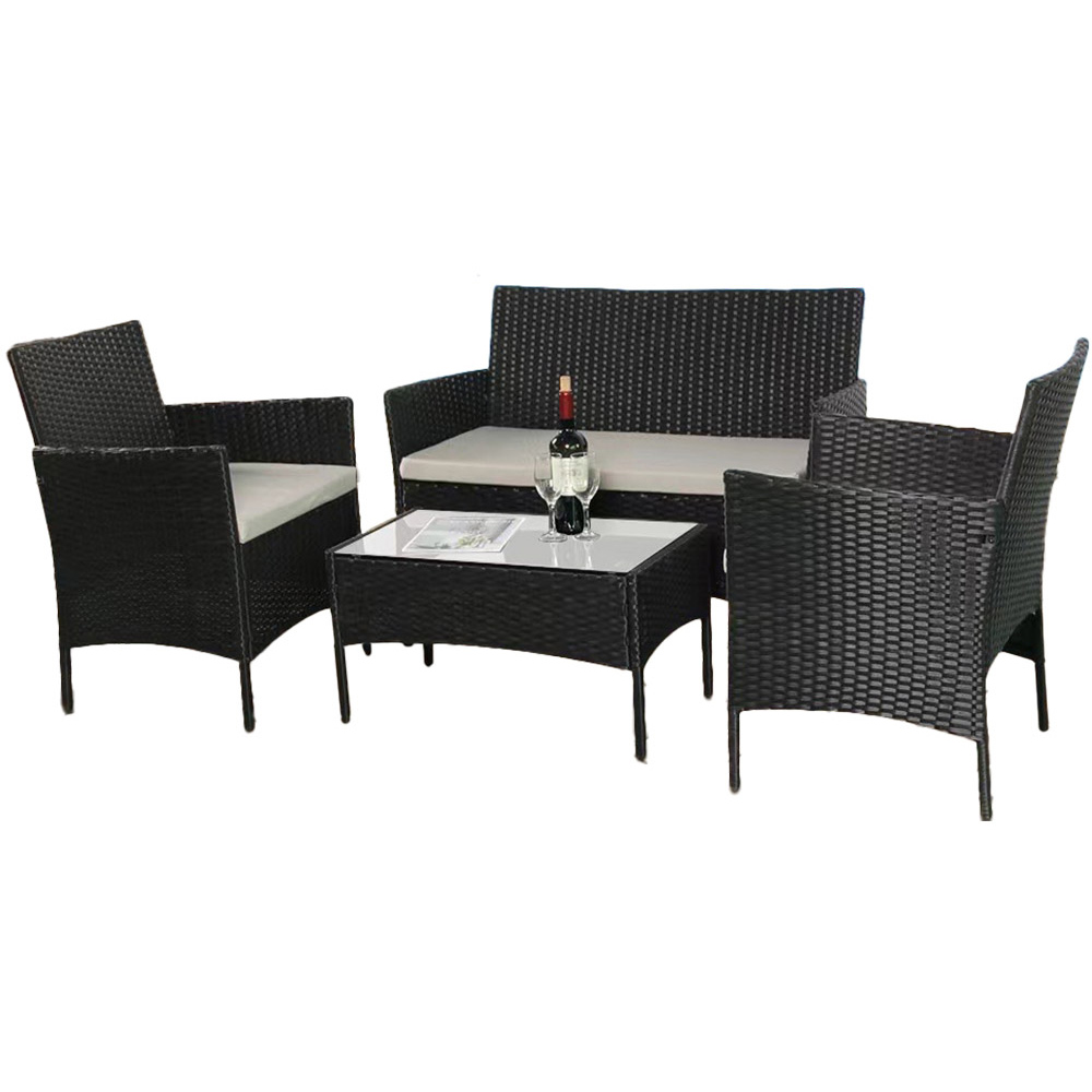 Outdoor Living Amazon Rattan 4 Seater Garden Dining Set Black Image 2