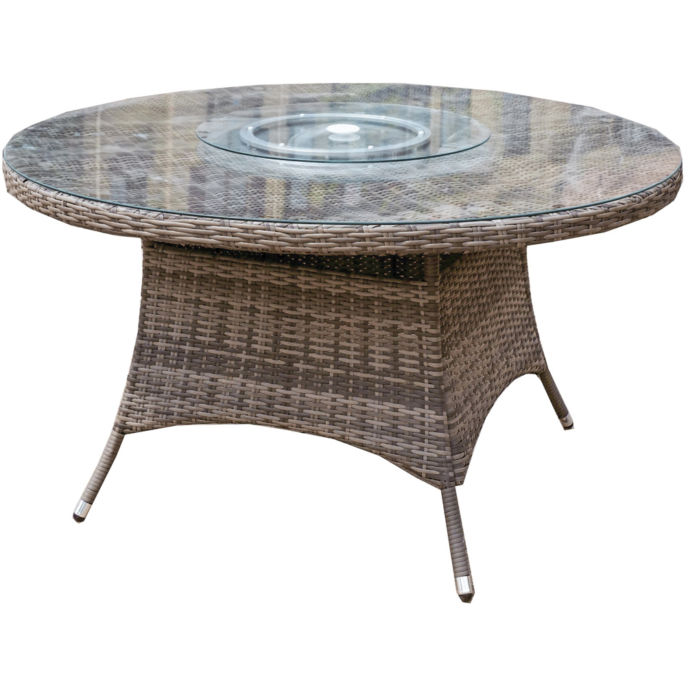 Direct Wicker 6 Seater Brown Rattan Garden Dining Table with Lazy Susan Image 2