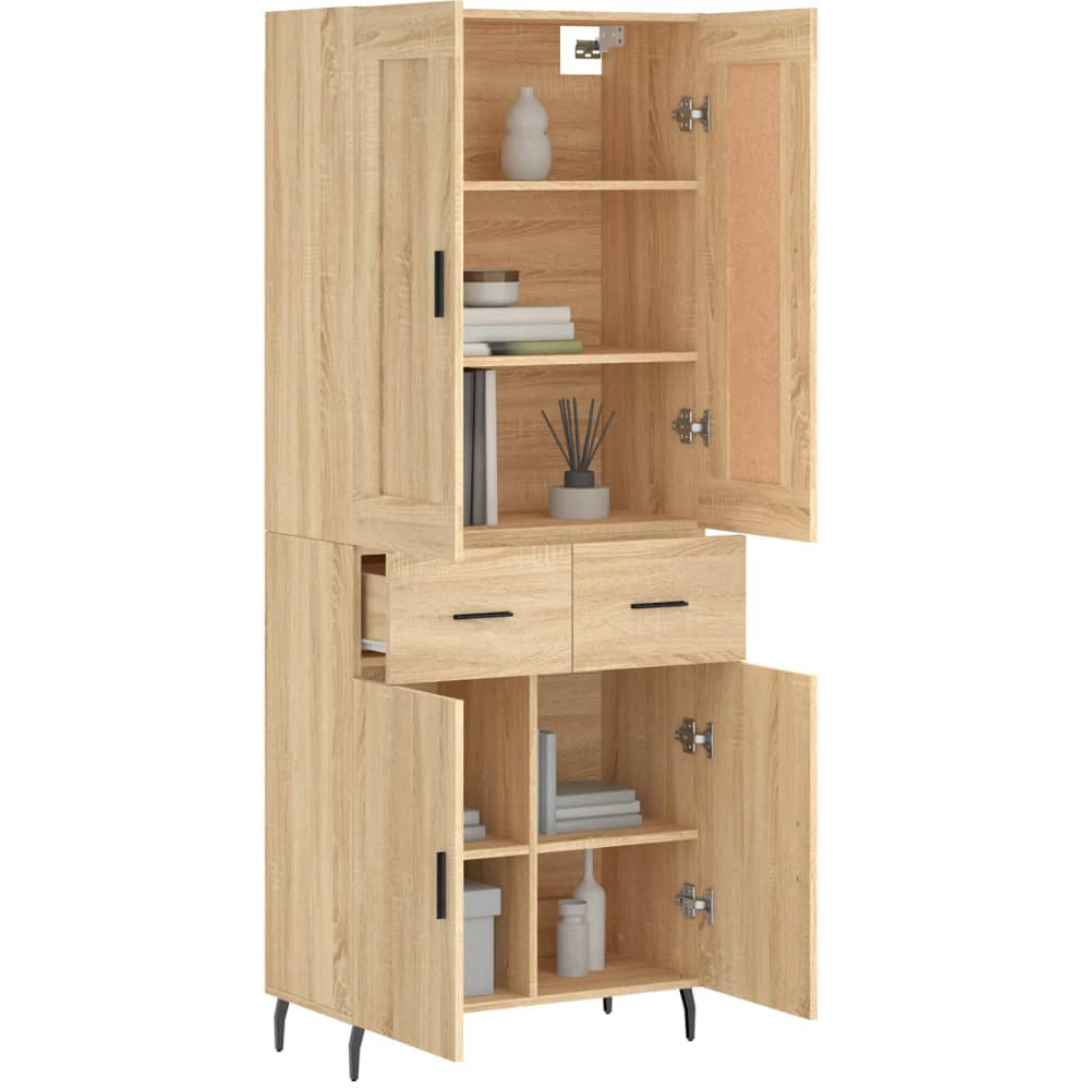 vidaXL 4 Door 2 Drawer Sonoma Oak Highboard Image 3