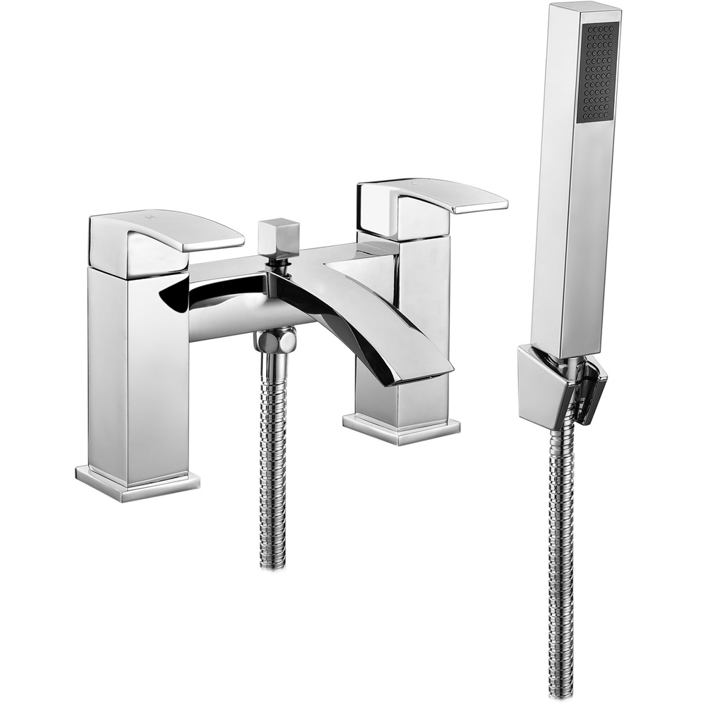 Nes Home Nexa Waterfall Chrome Bath Filler Shower Mixer Tap with Shower Kit Image 1