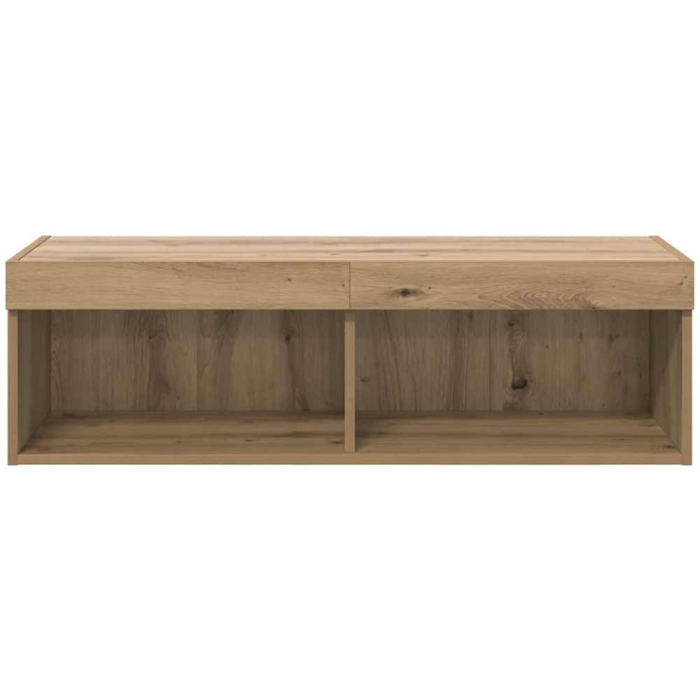 vidaXL 2 Shelf Old Wood Wall Mounted Wide TV Cabinet with LED Light Image 7