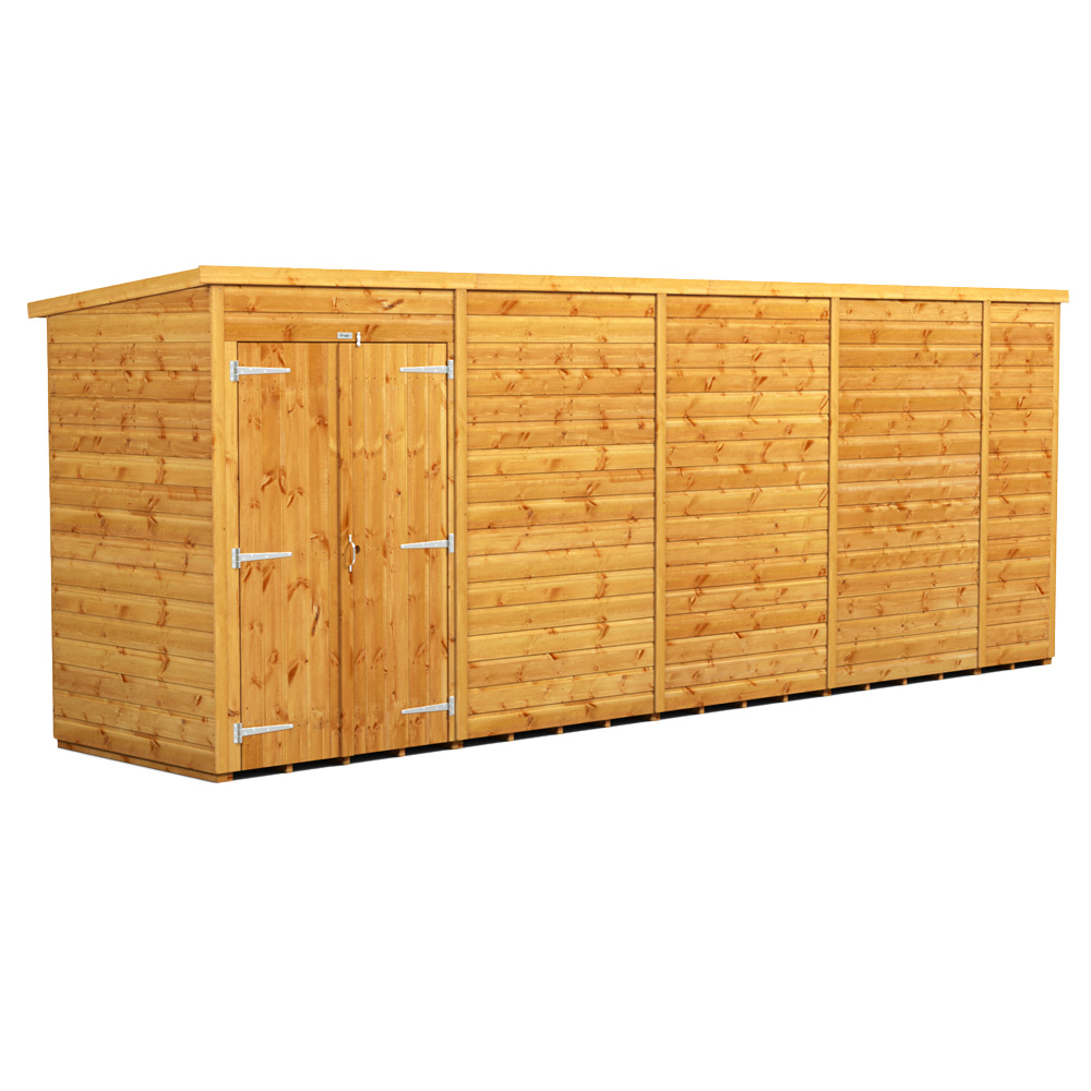 Power Sheds 18 x 4ft Double Door Pent Wooden Shed Image 1