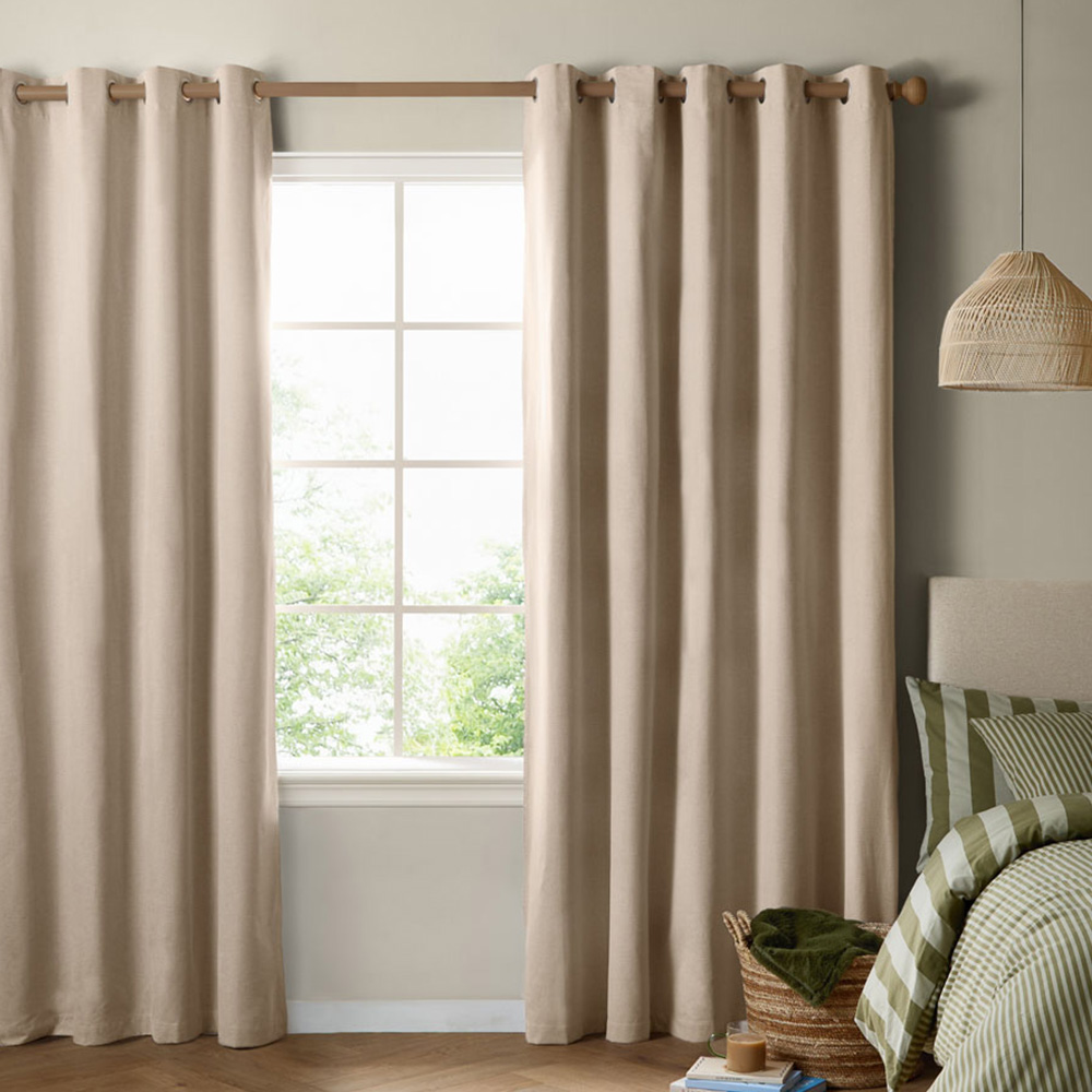 Furn The Ultimate Natural Textured Woven Blackout Eyelet Curtains 168 x 137cm Image 1