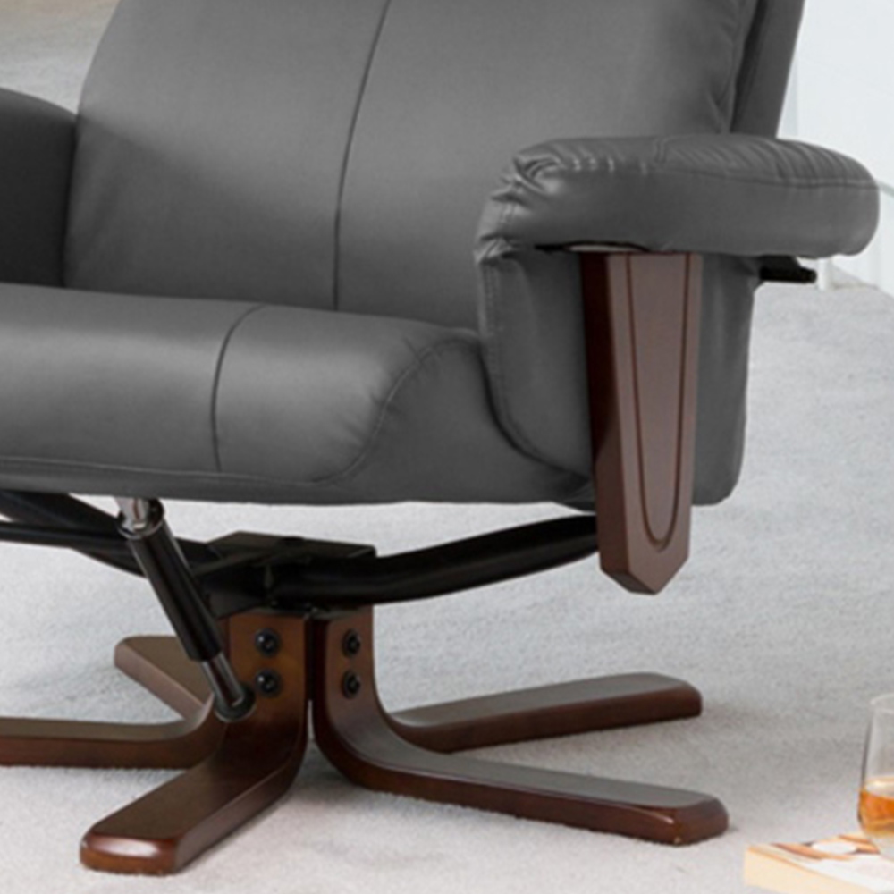 Artemis Home Woodacre Grey Swivel Recliner Chair with Footstool Image 2