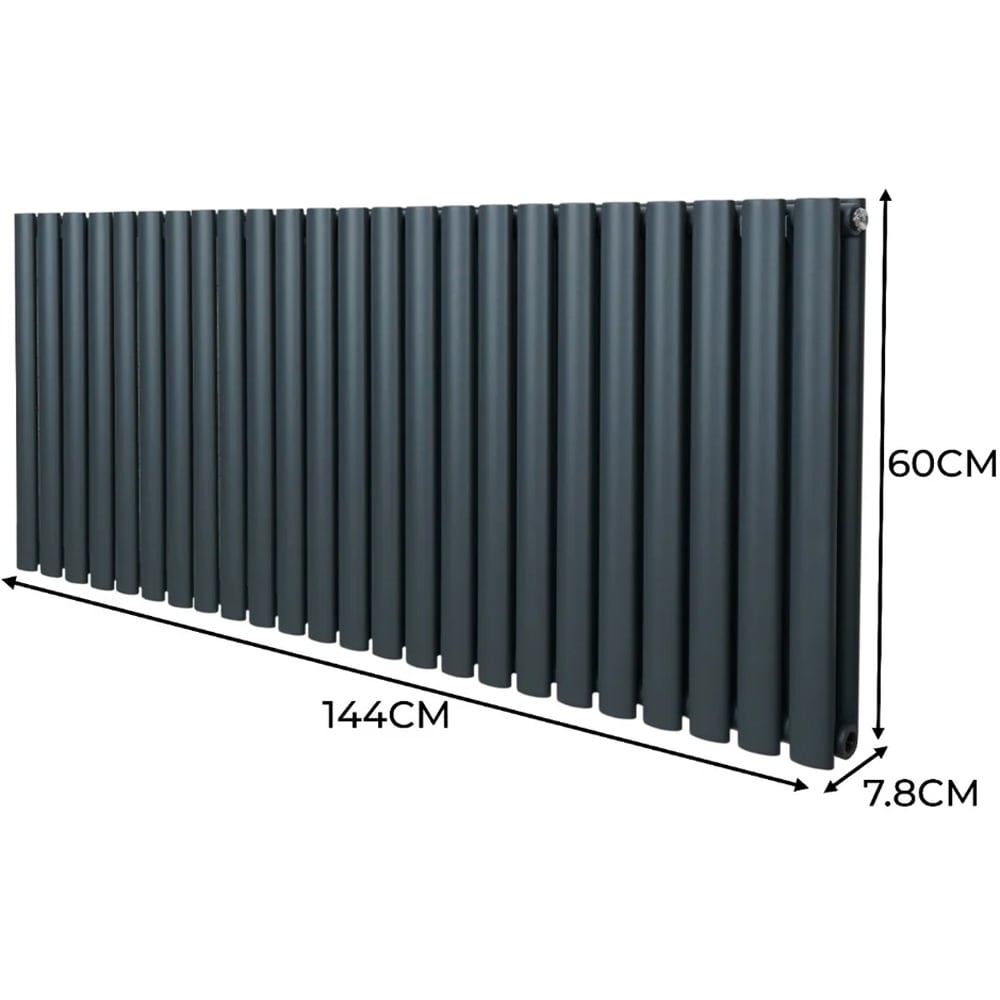 Monster Shop 6440BTU Anthracite Grey Oval Column Radiator 600 x 1440mm Image 6