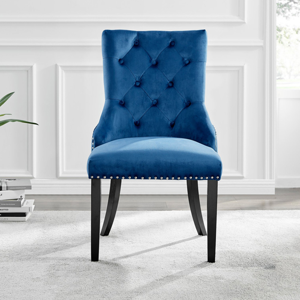 Furniturebox Arona Kensington Concrete Effect 4 Seater Round Dining Set Grey Black and Blue Image 3