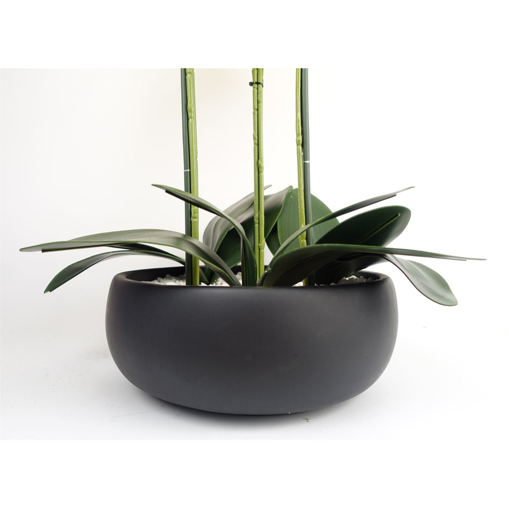 Leaf Pink Orchid Artificial Plant in Black Ceramic Planter 2ft Image 4
