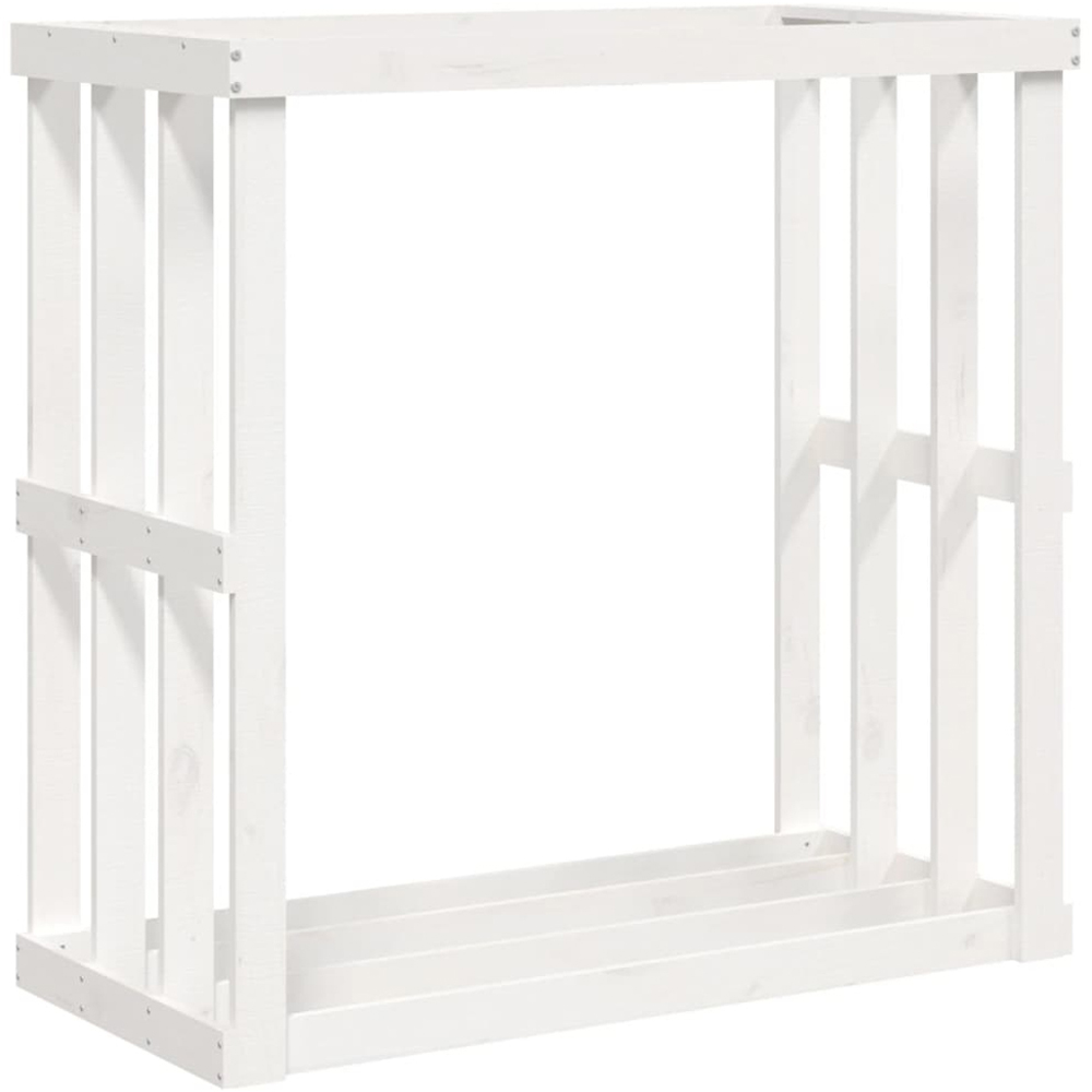 vidaXL White Solid Pine Wood Log Holder 108 x 52 x 106cm Image 1
