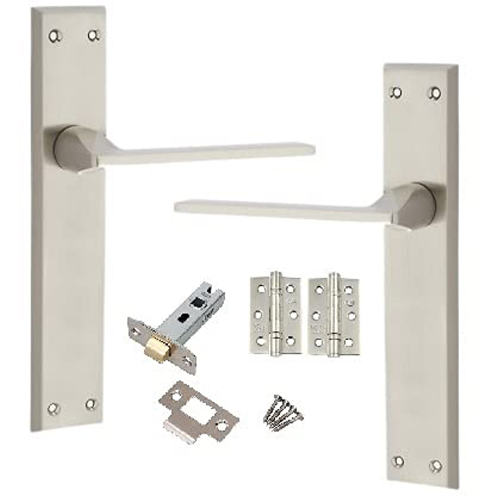 Golden Grace Satin Nickel Vector Latch Door Handle Set 5 Pack Image 2