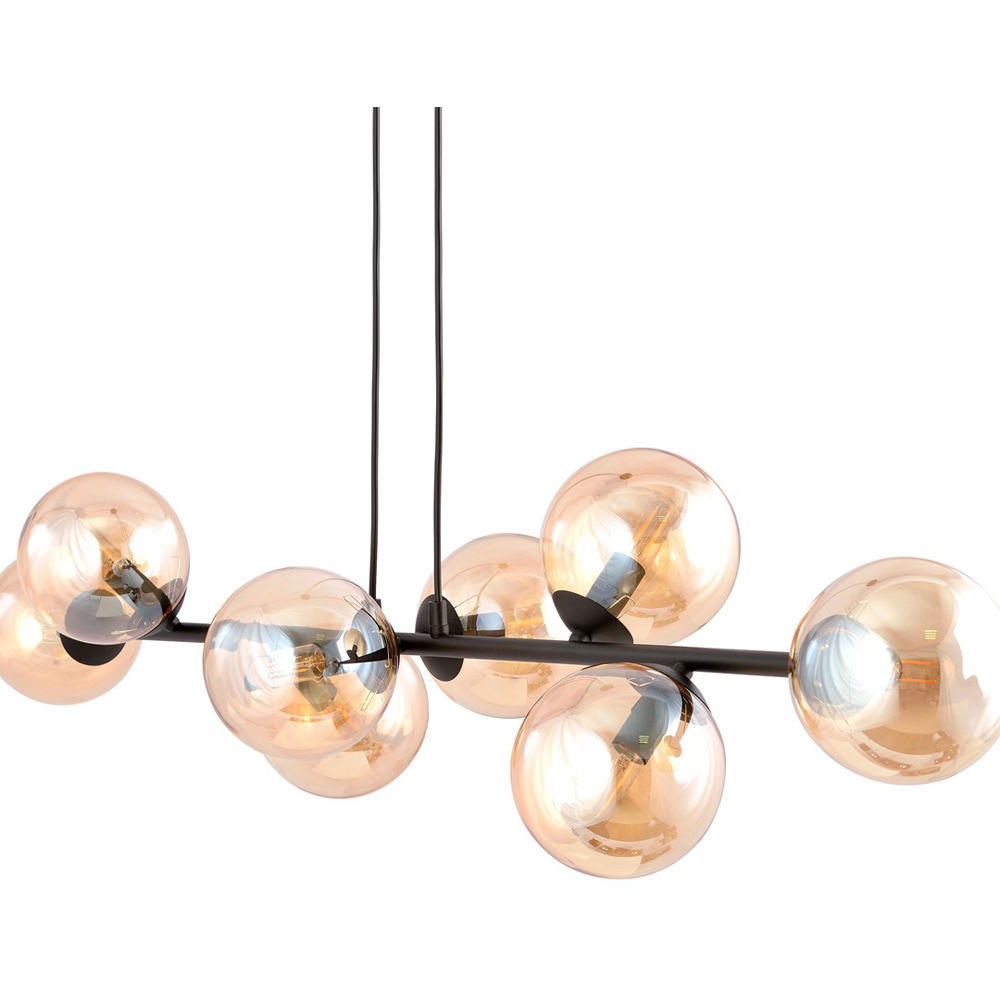 Emibig Rossi 8 Light Amber Shade Black E14 Ceiling Pendant Light Image 5