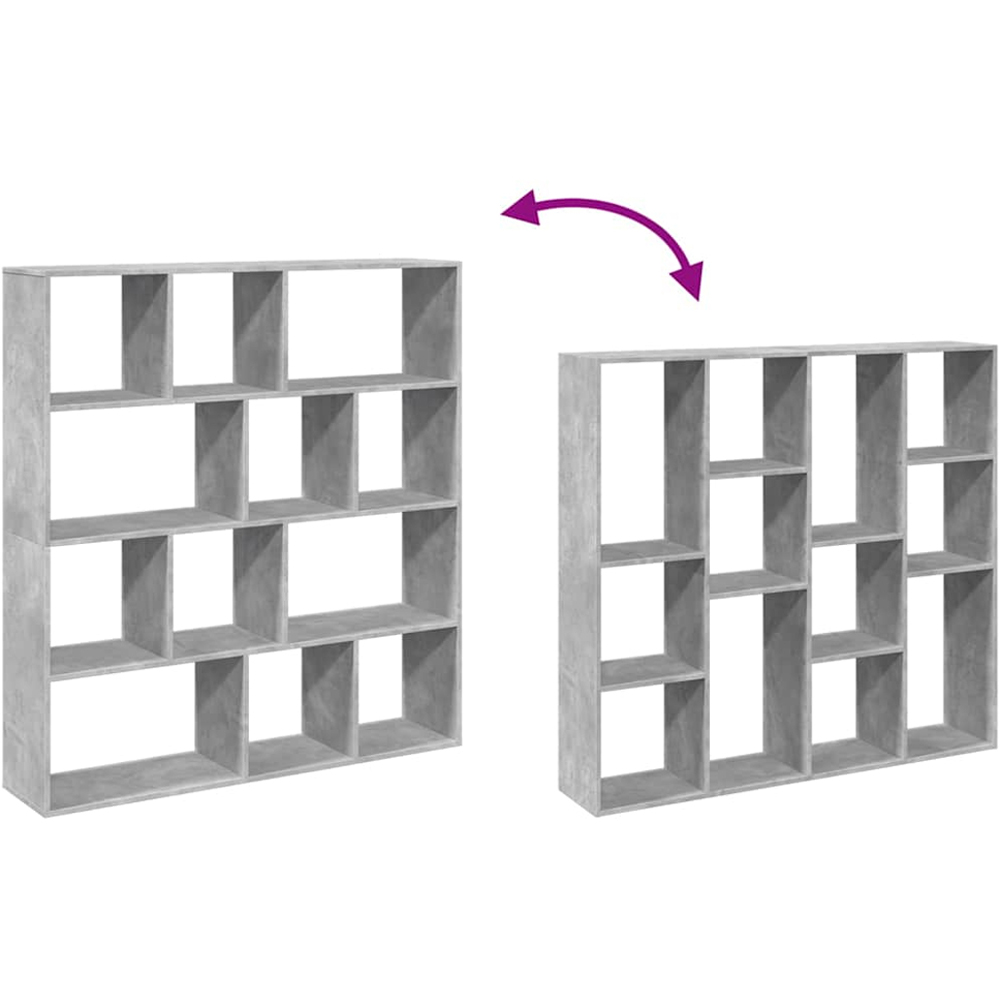 vidaXL 12 Shelf Concrete Grey Bookcase Image 7
