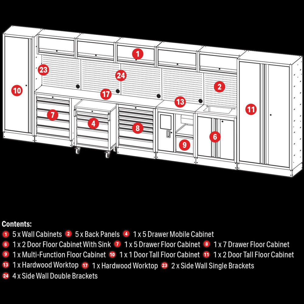BUNKER 25 Piece Modular Storage with Sink and Hardwood Worktop Image 9