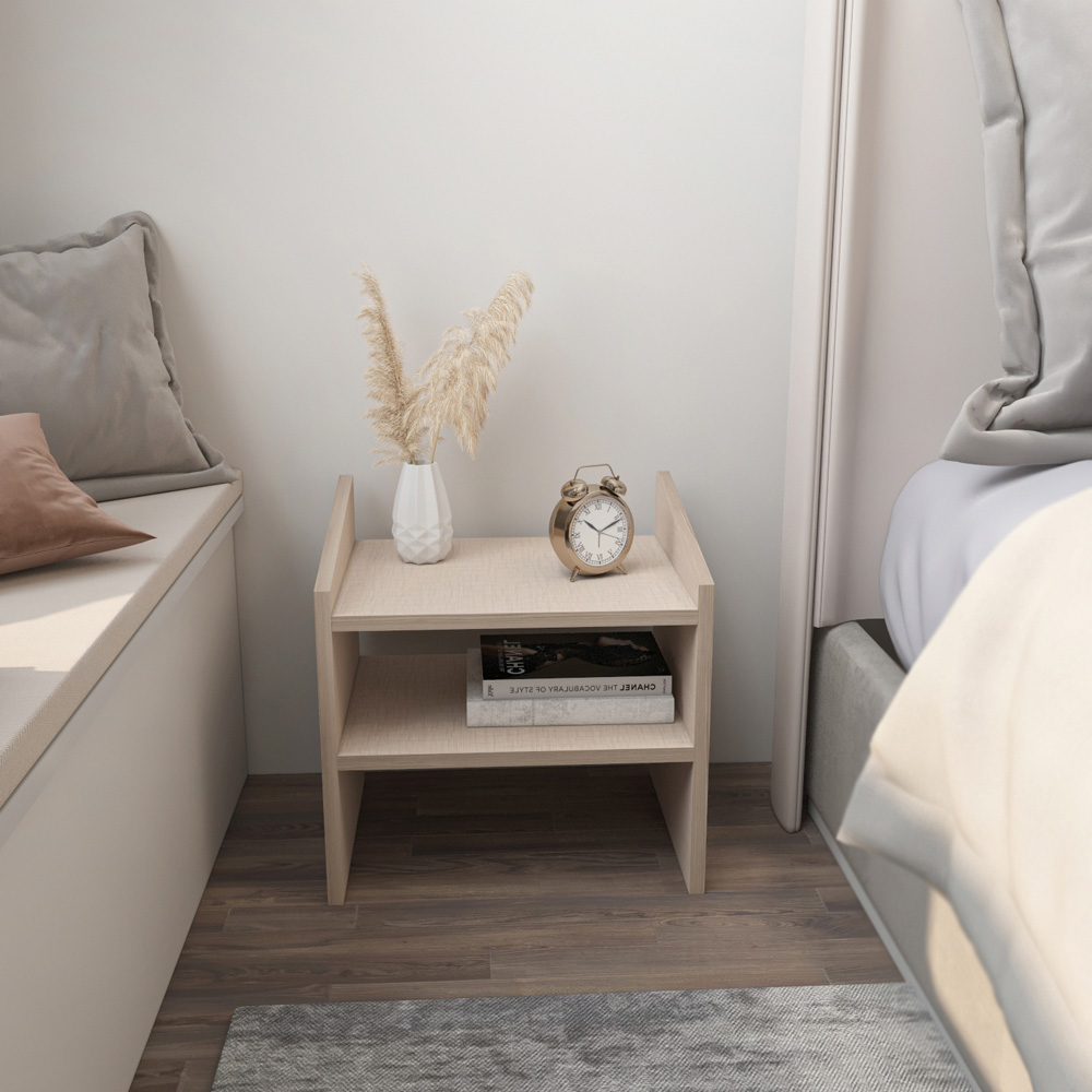 Decorotika Adin 2 Shelf Cottonbeige Bedside Table Image 6