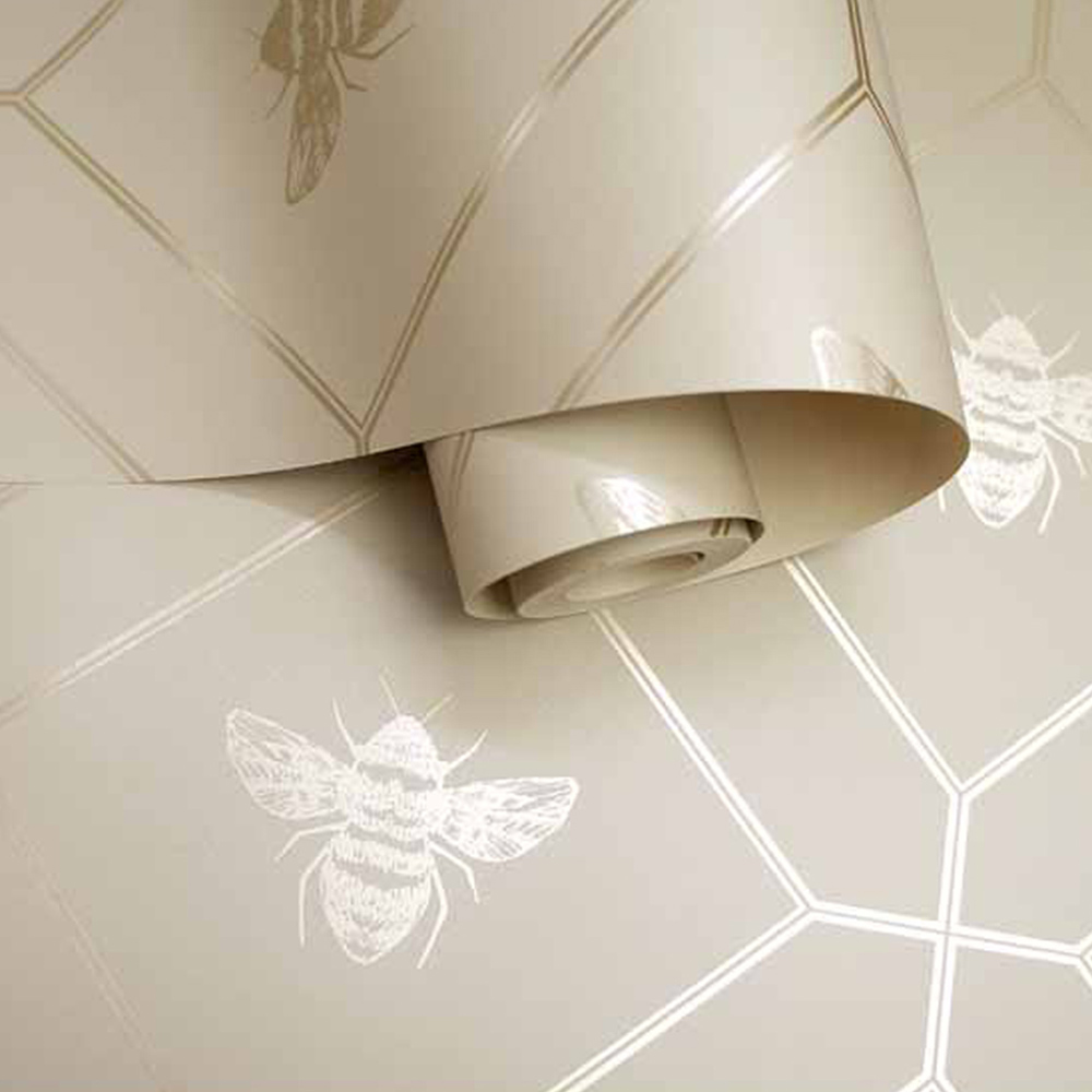 Holden Decor Honeycomb Bee Taupe Wallpaper Image 2
