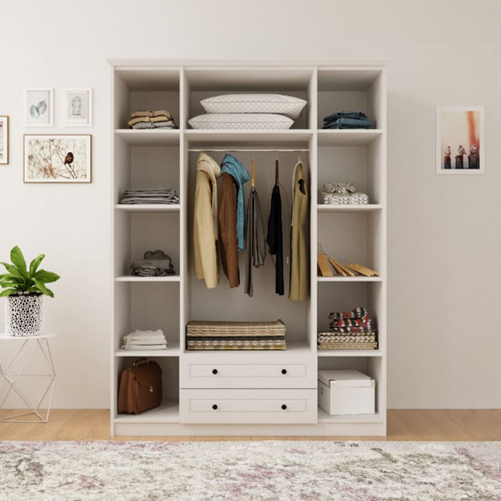 Evu VOLET 4 Door 2 Drawer White Mirrored Wardrobe Image 5