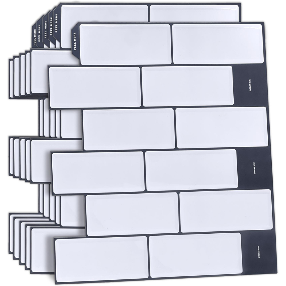 Walplus White Retro Glossy 3D Tile Sticker 30.5 x 30.5cm 6 Pack Image 2