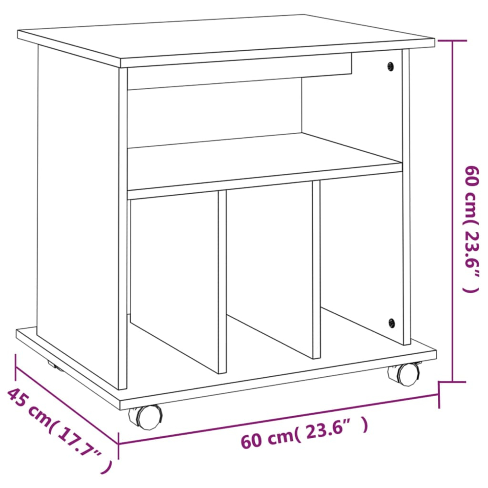vidaXL 4 Shelf Grey Sonoma Rolling Storage Cabinet Image 8
