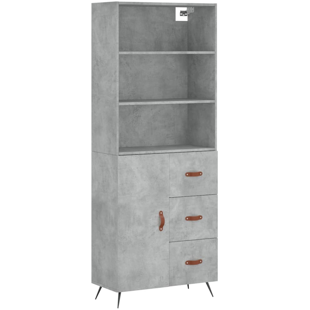 vidaXL Single Door 3 Drawer 3 Shelf Concrete Grey Highboard Image 2