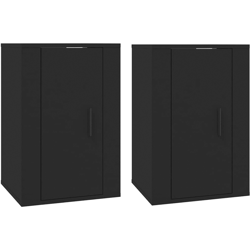 vidaXL Single Door Black Wall Mounted TV Cabinet Set of 2 Image 2