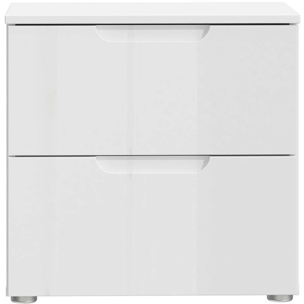 Florence Sienna 2 Drawer White High Gloss Bedside Table Image 3
