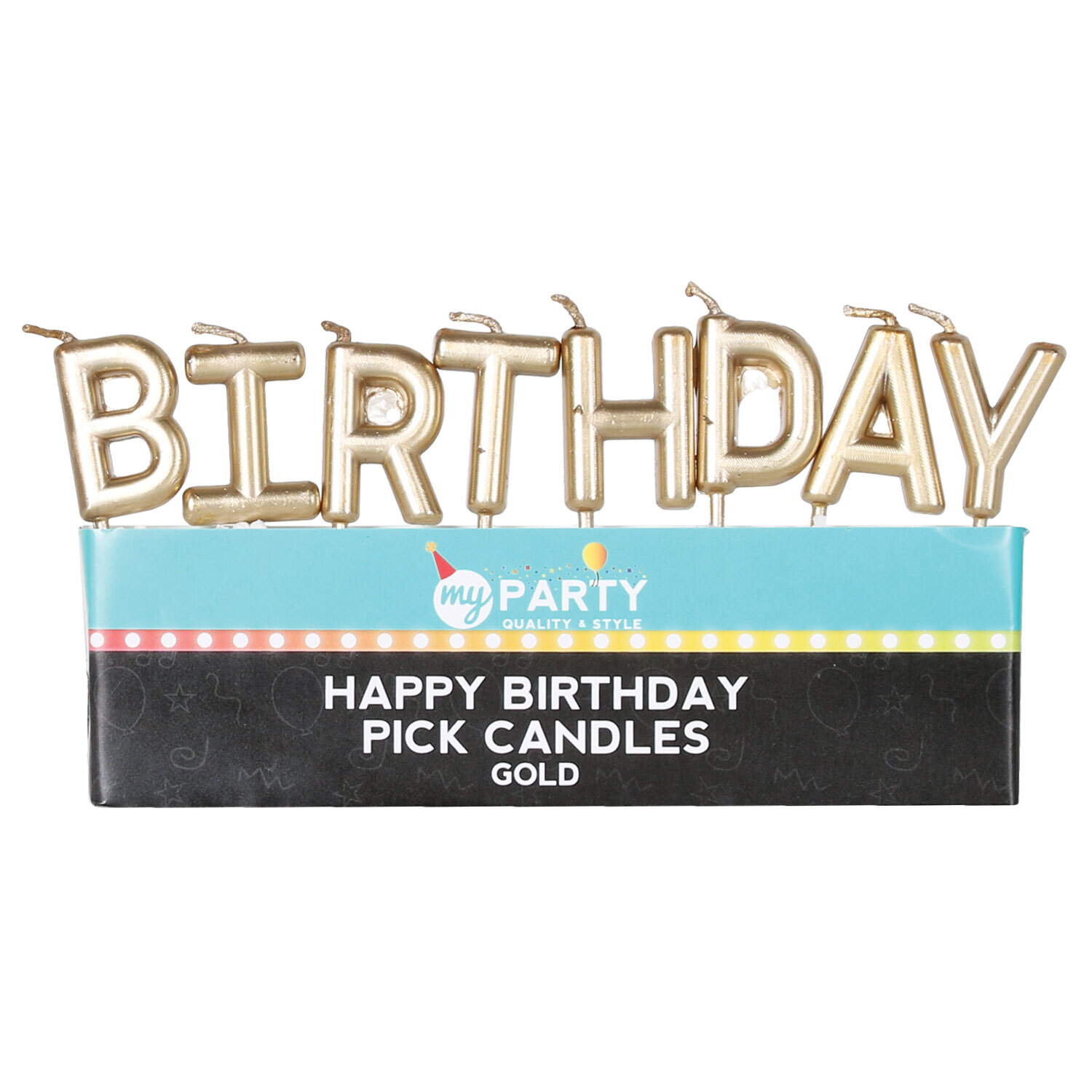 My Party Happy Birthday Pick Candles - Gold Image 3