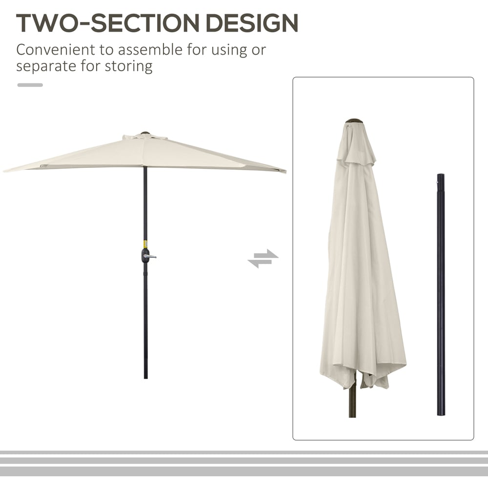 Outsunny White Half Parasol 3m Image 6