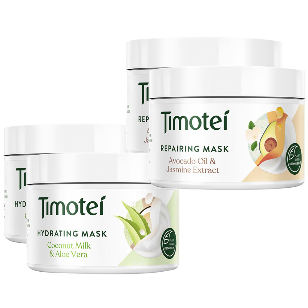 Timotei Hydrating and Repairing Mask Set 300ml 2 Pack Image 1