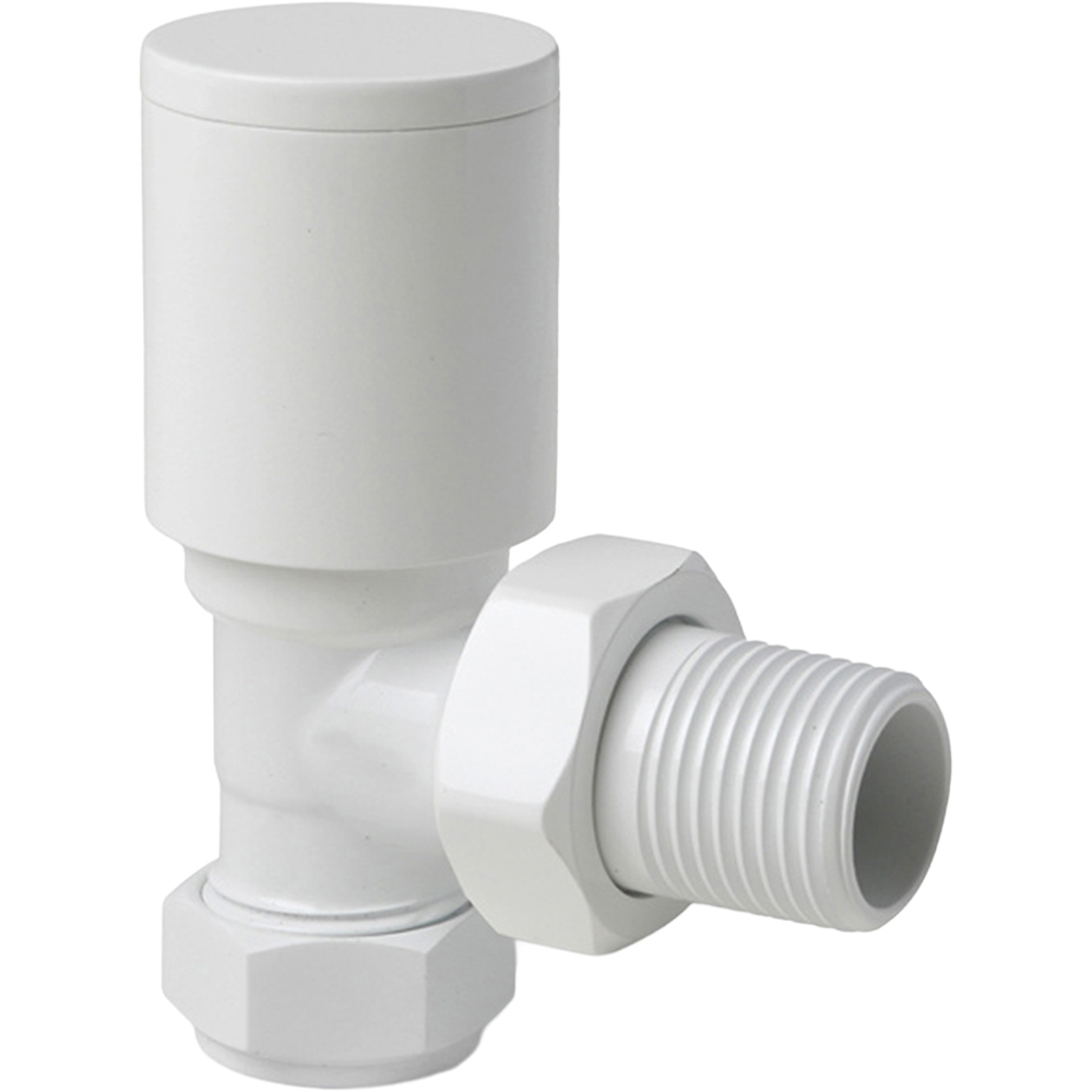Go Bathrooms White Round Top Angled Radiator Valve Set 15mm Image 3