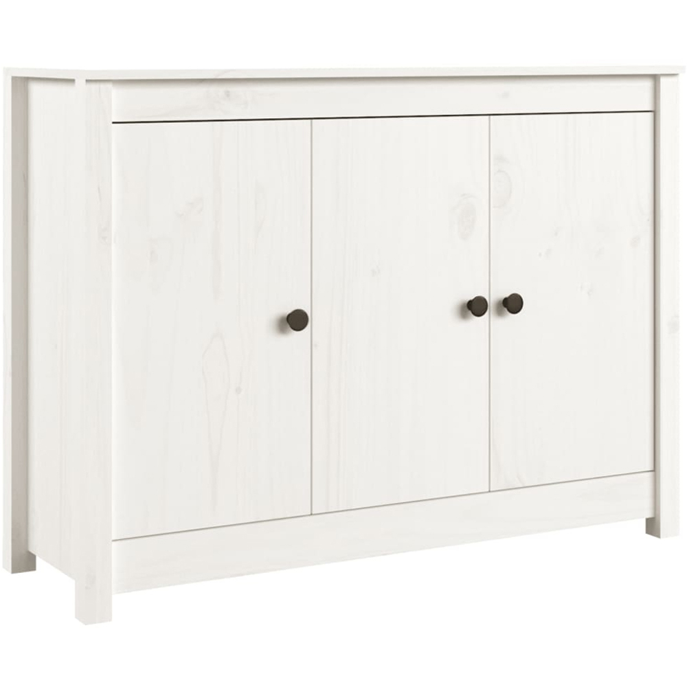 vidaXL 3 Door White Solid Pine Wood Sideboard Image 2