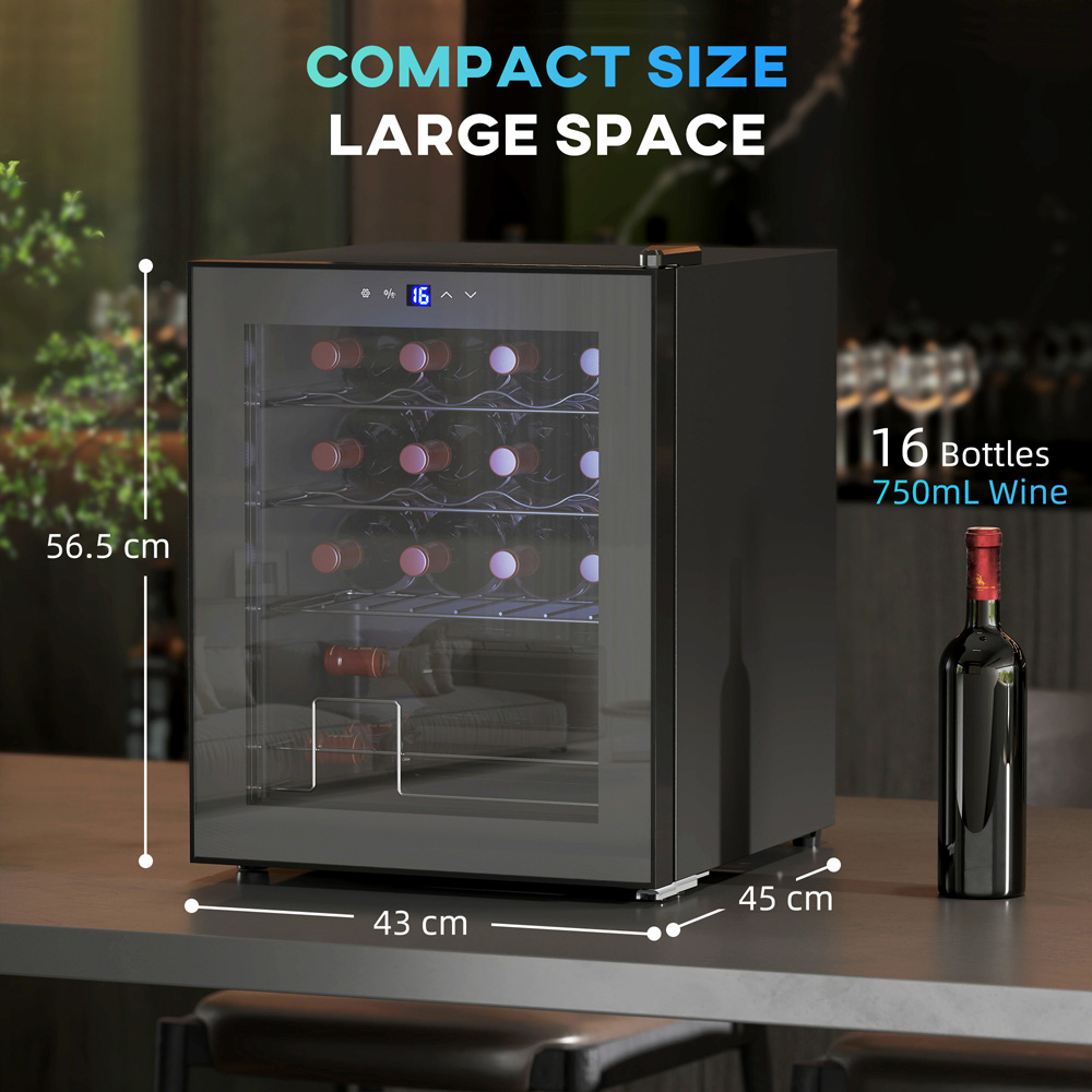 HOMCOM 800-280V70BK 16 Bottle Black Wine Cooler Image 9
