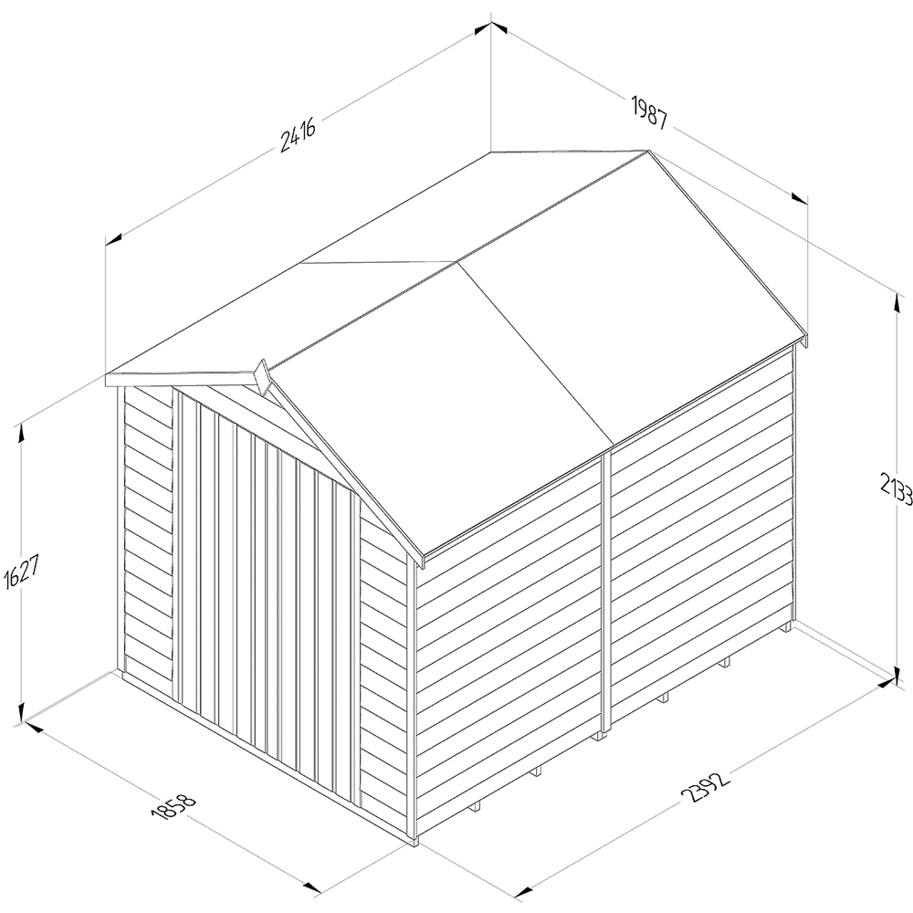 Forest Garden 8 x 6ft Double Door Pressure Treated Overlap Apex Shed Image 9