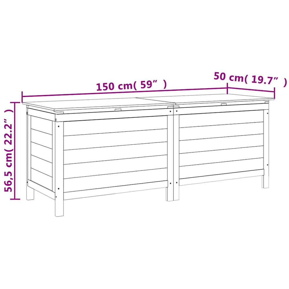 vidaXL 56.5 x 150 x 50cm Anthracite Fir Wood Garden Storage Box Image 5