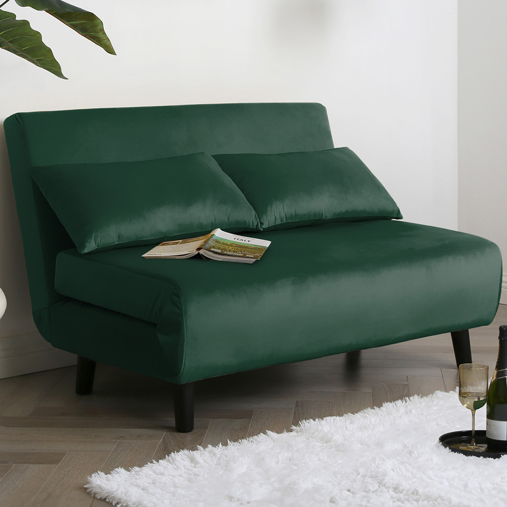 Aurora Double Sleeper Green Velvet Sofa Bed Image 1