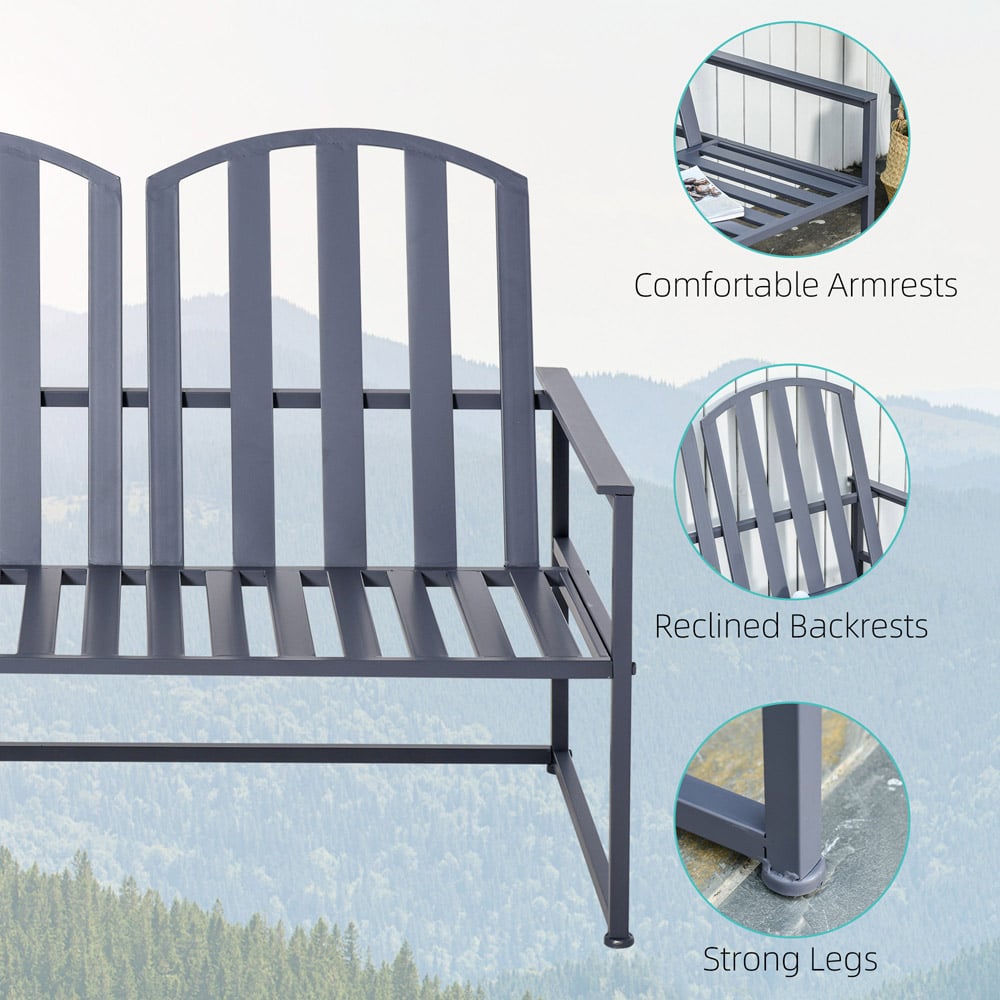 Outsunny 2 Seater Grey Bench Image 6
